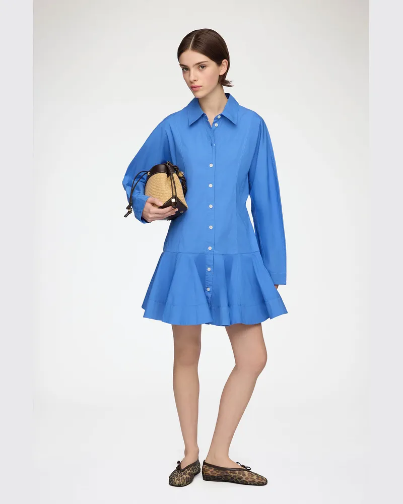 Ganni marineblau Hemdkleid aus blauer Baumwolle Bio-Baumwolle - Größe Marineblau