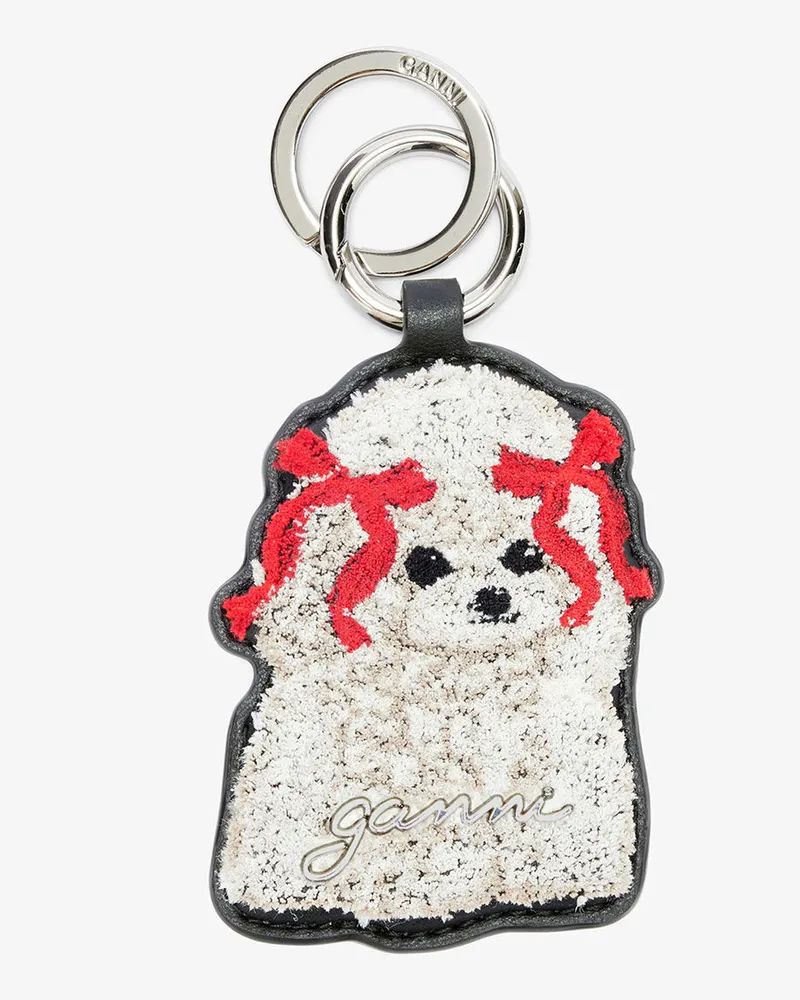 Ganni Joy-Schlüsselanhänger mit Hund und Schleife schwarz Schwarz