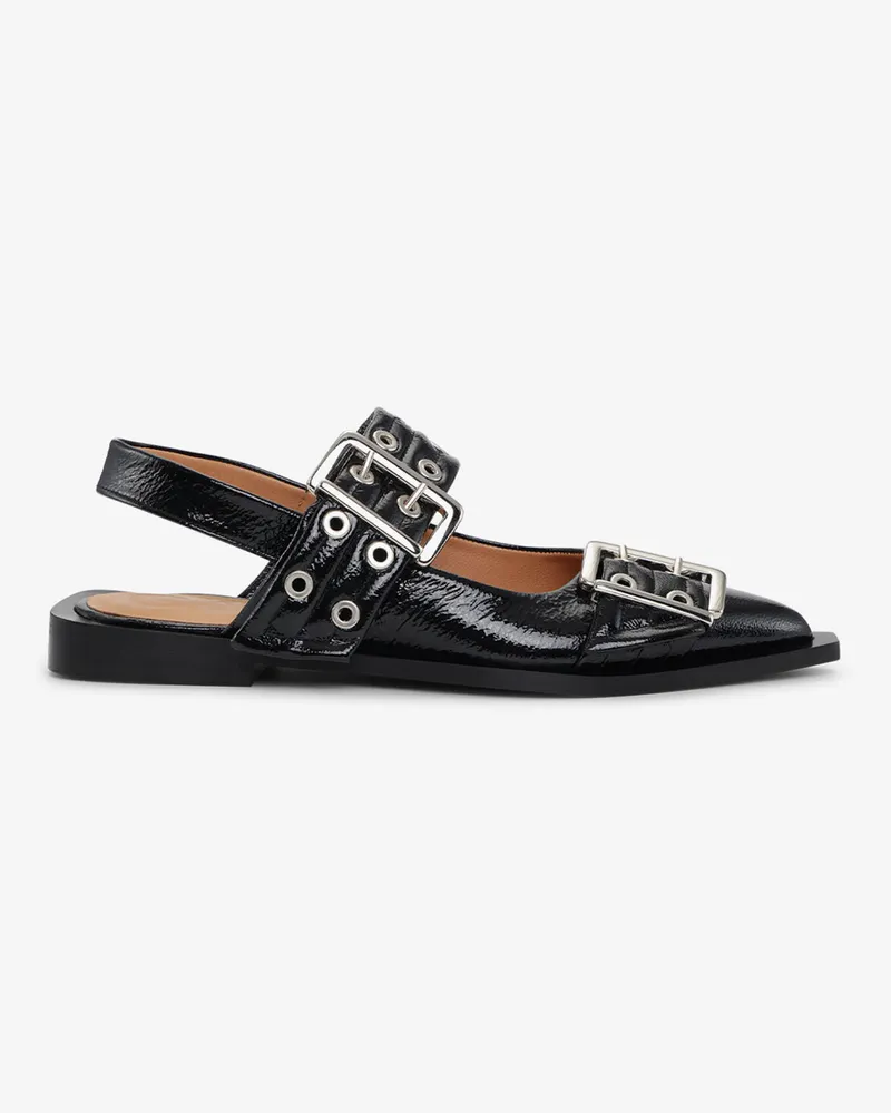 Ganni Feminine Ballerinas mit Schnalle in Schwarz - Größe Schwarz