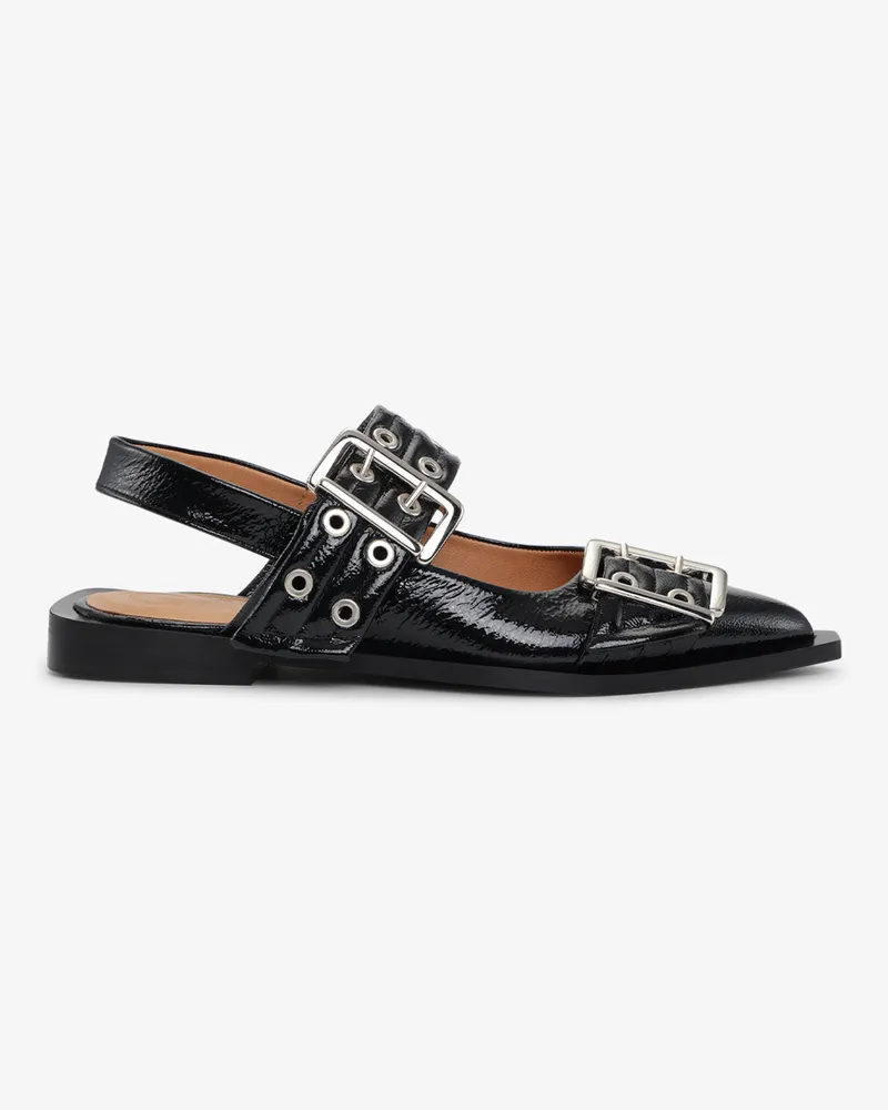 Ganni Feminine Ballerinas mit Schnalle in Schwarz - Größe Schwarz