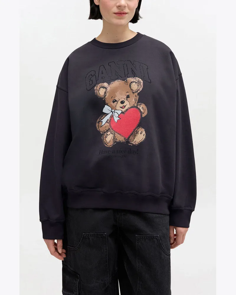 Ganni gemischt Graues Bären-Sweatshirt Bio-Baumwolle - Größe Gemischt