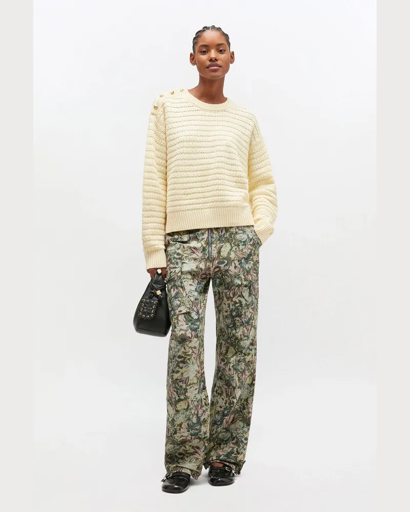 Ganni beige Cremefarbener Wollpullover Wolle - Größe Beige