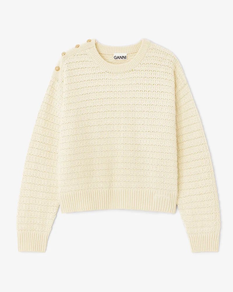 Ganni beige Cremefarbener Wollpullover Wolle - Größe Beige