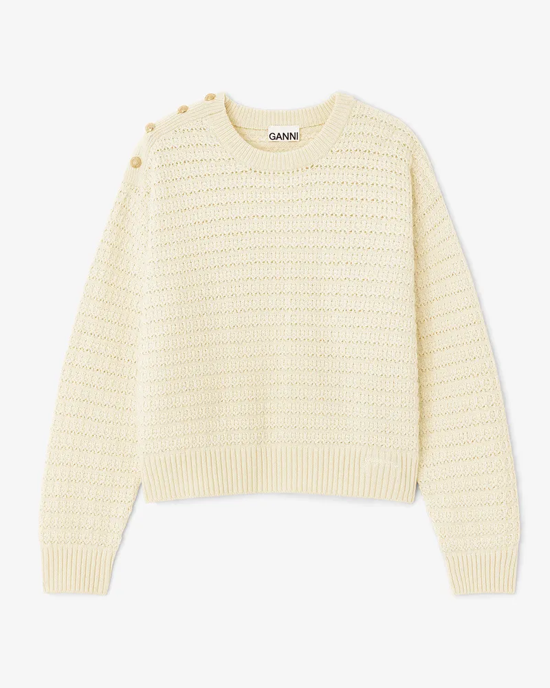 Ganni beige Cremefarbener Wollpullover Wolle - Größe Beige