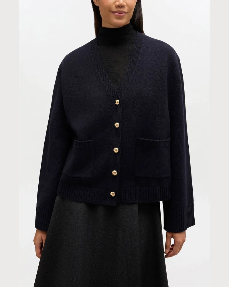 Ganni marineblau Klassische Wollstrickjacke Wolle - Größe Marineblau