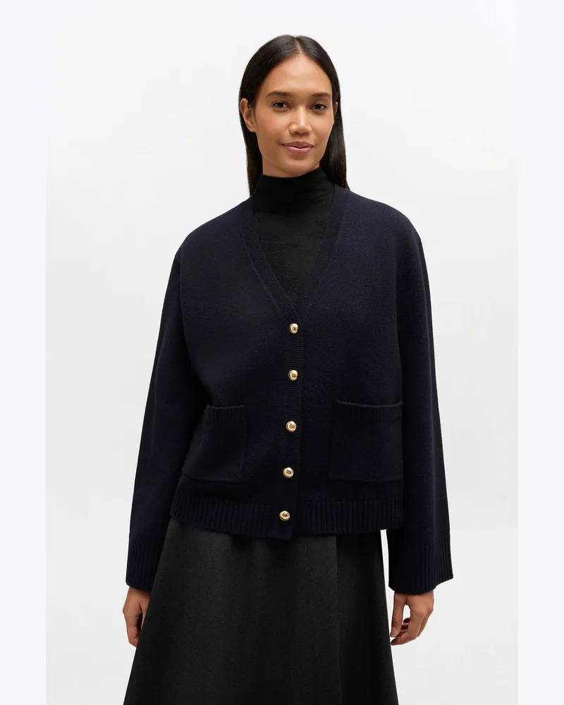 Ganni marineblau Klassische Wollstrickjacke - Größe Marineblau