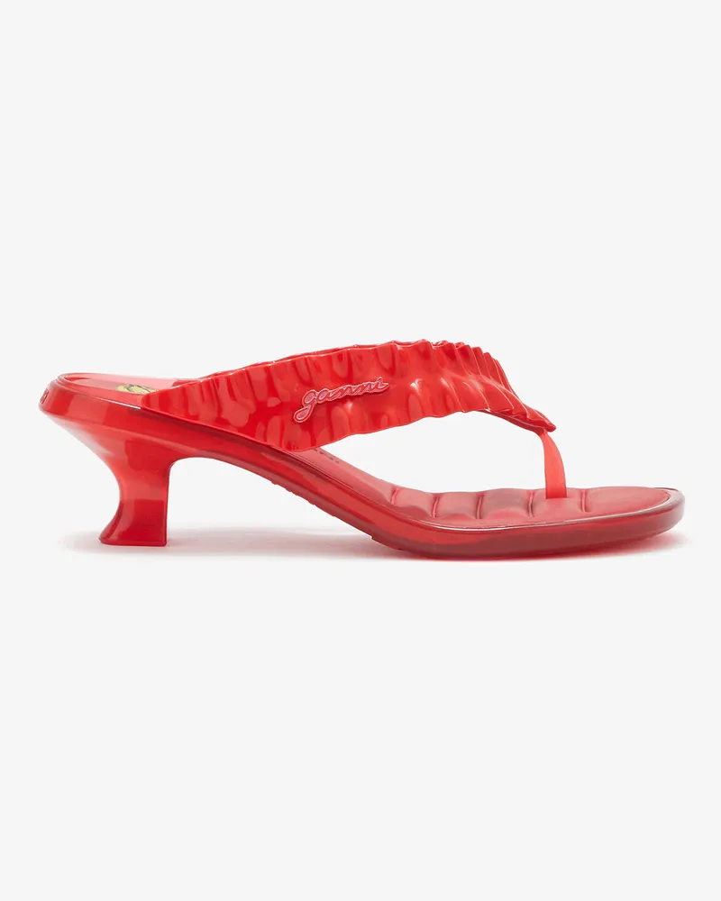 Ganni Melissa-Zehentrenner-Sandalen mit Pfennigabsatz in Rot - Größe Rot