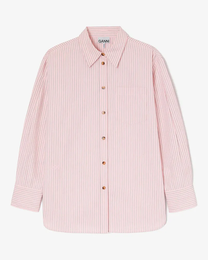 Ganni rosa gestreiftes Hemd Bio-Baumwolle - Größe Rosa