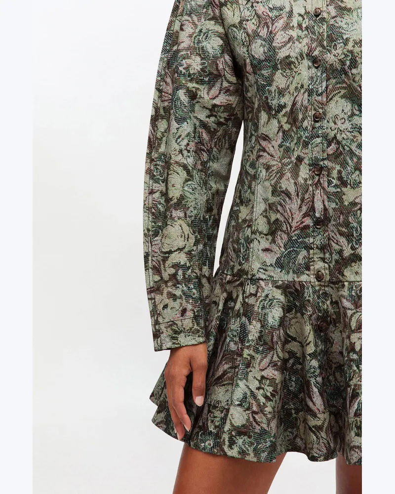 Ganni gemischt Hemdkleid mit Blumenmuster aus Gobelin Bio-Baumwolle - Größe Gemischt