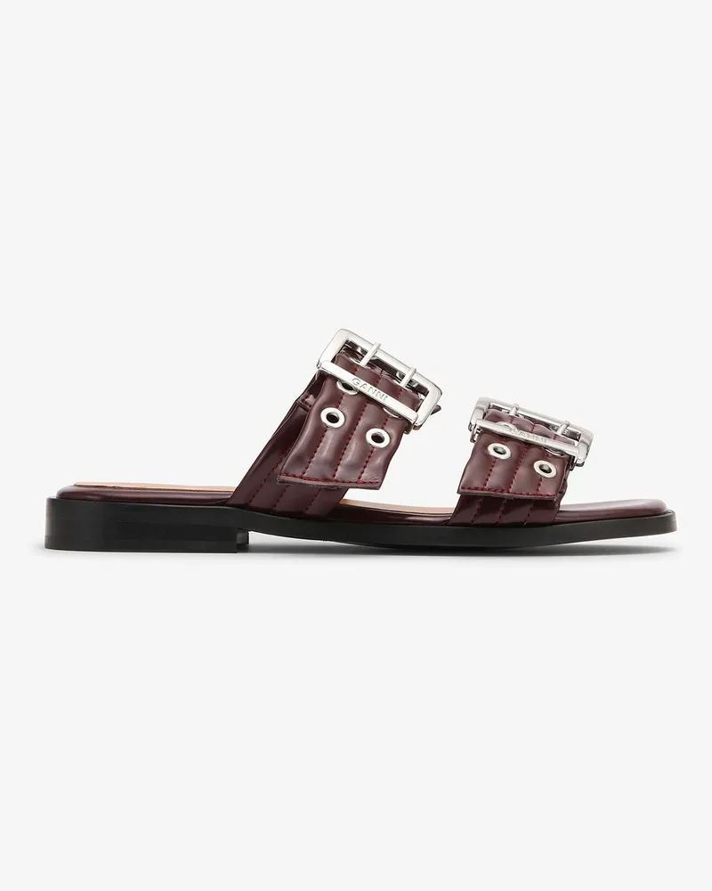 Ganni Feminine Schnallensandalen mit zwei Riemen in Burgunderrot - Größe Tawny Port Tawny
