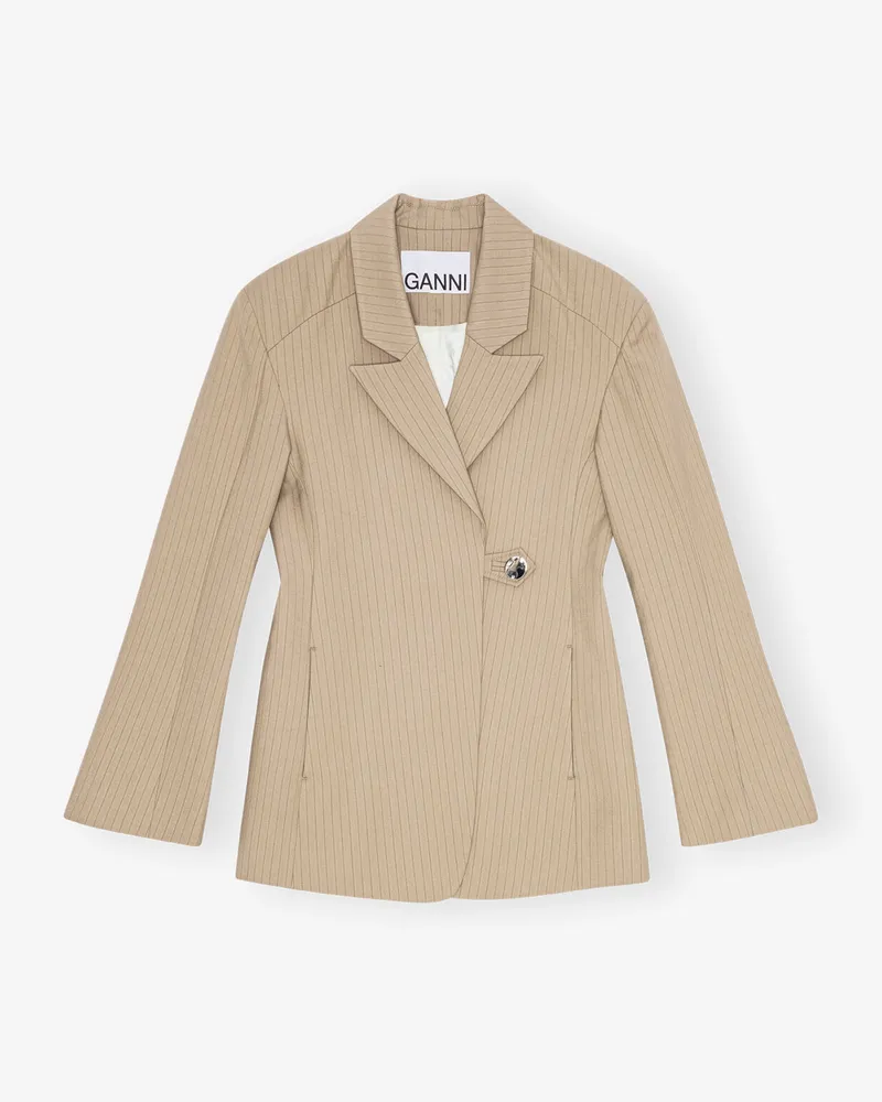 Ganni Melange gestreifter Blazer Caribou Caribou