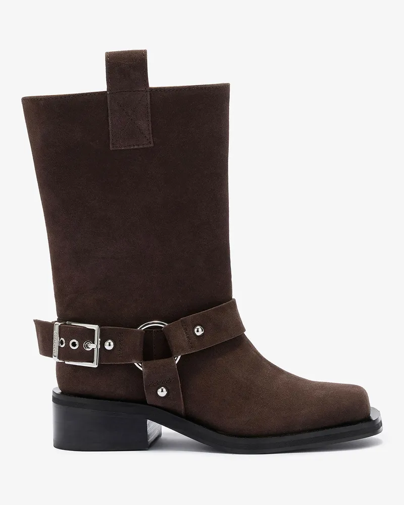 Ganni Bikerstiefel mit mittlerer Schafthöhe in Braun Braun