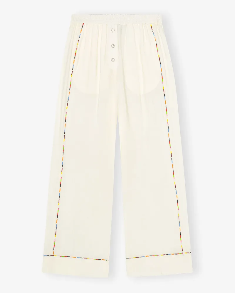 Ganni Elastische Hose aus fließendem Modal weiß Weiß