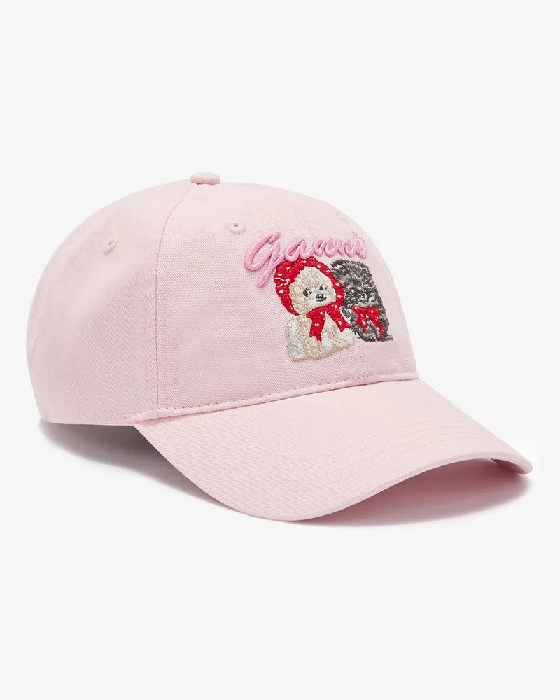 Ganni Rosa Canvas-Kappe mit Animal-Print Primrose Primrose