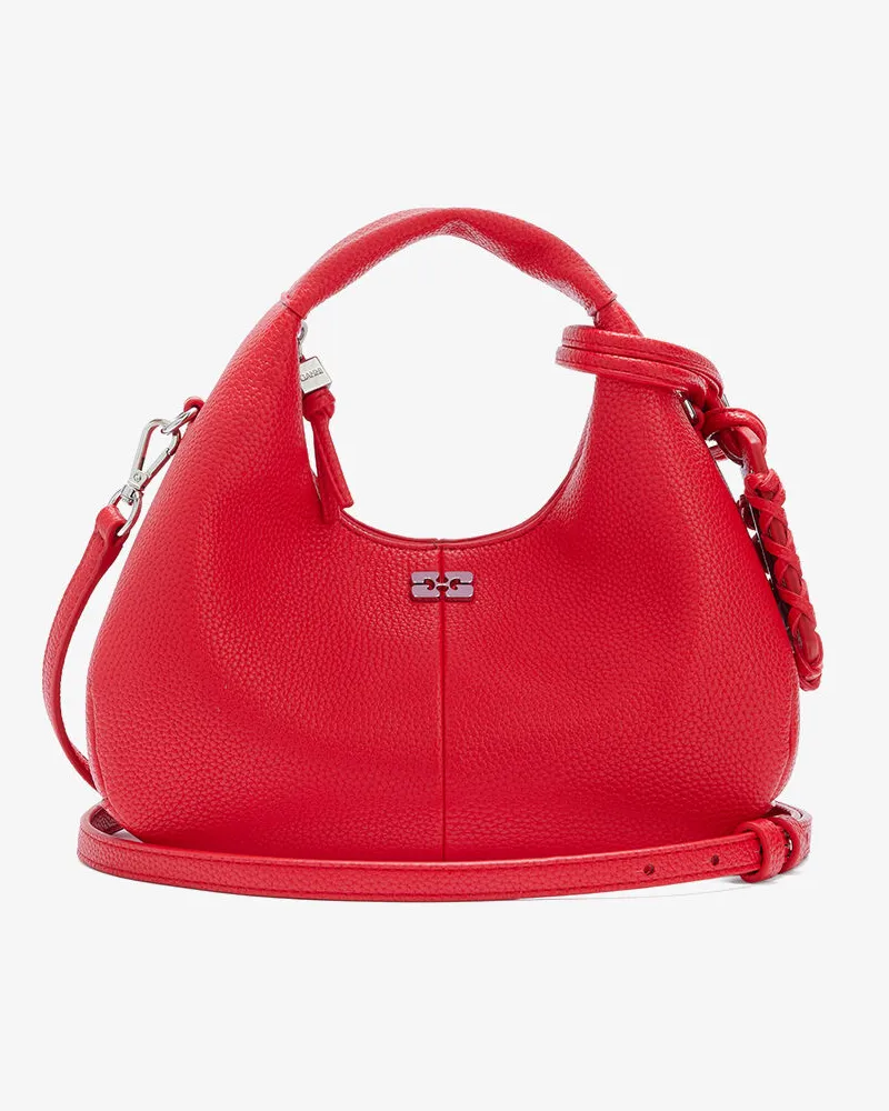 Ganni Mini-Hobo-Tasche in genarbtem Rot Goji Berry Goji