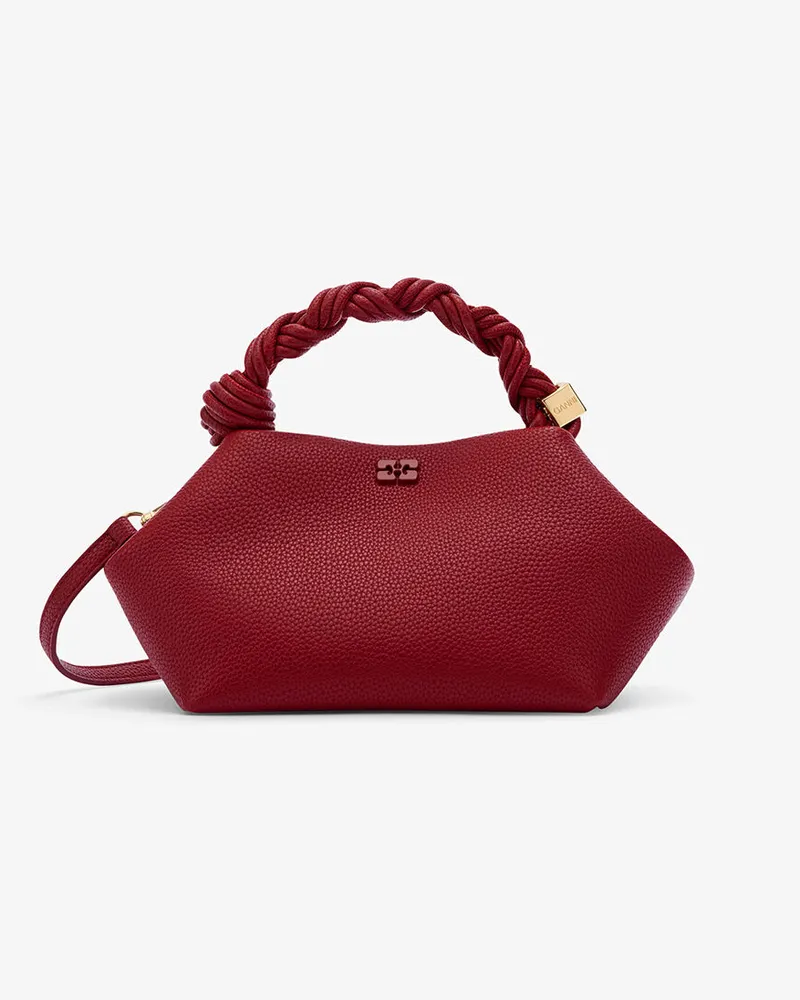 Ganni Genarbte, kleine Bou-Tasche in Rot Dark Rot