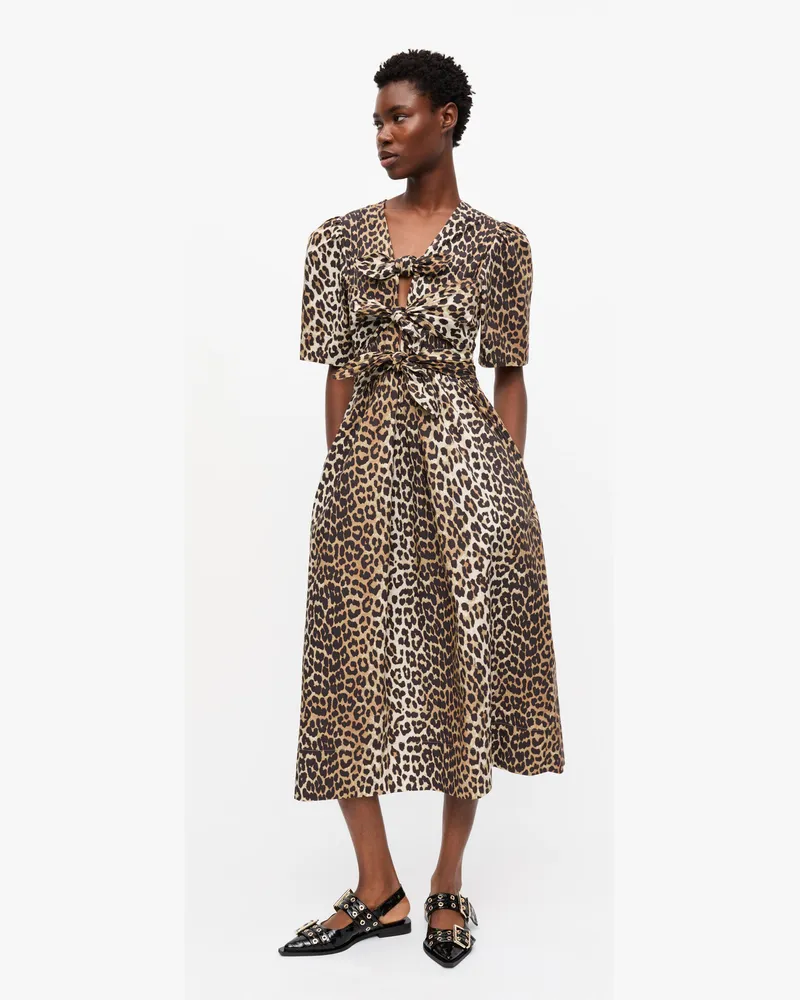 Ganni gemischt Kleid aus Baumwolle mit Leopardenprint - Größe Gemischt