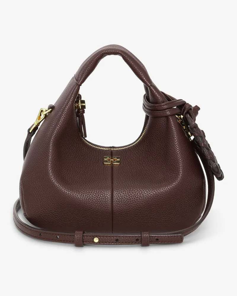Ganni Braune Mini-Hobo-Tasche braun Braun