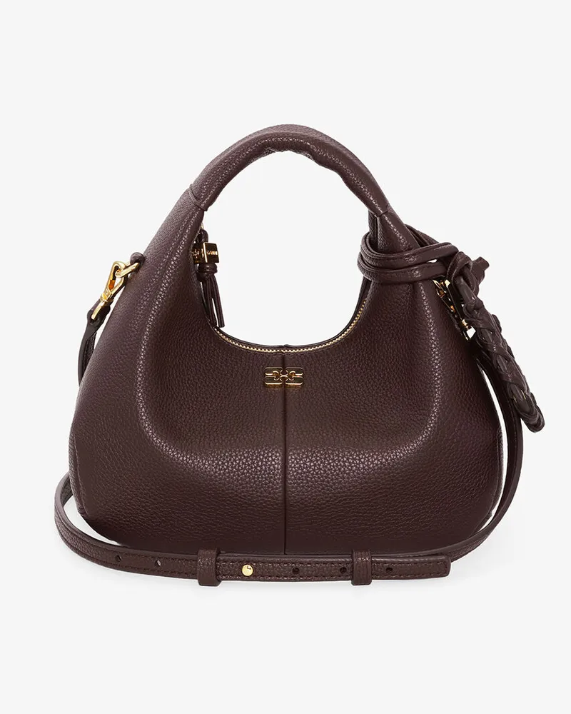 Ganni Braune Mini-Hobo-Tasche braun Braun