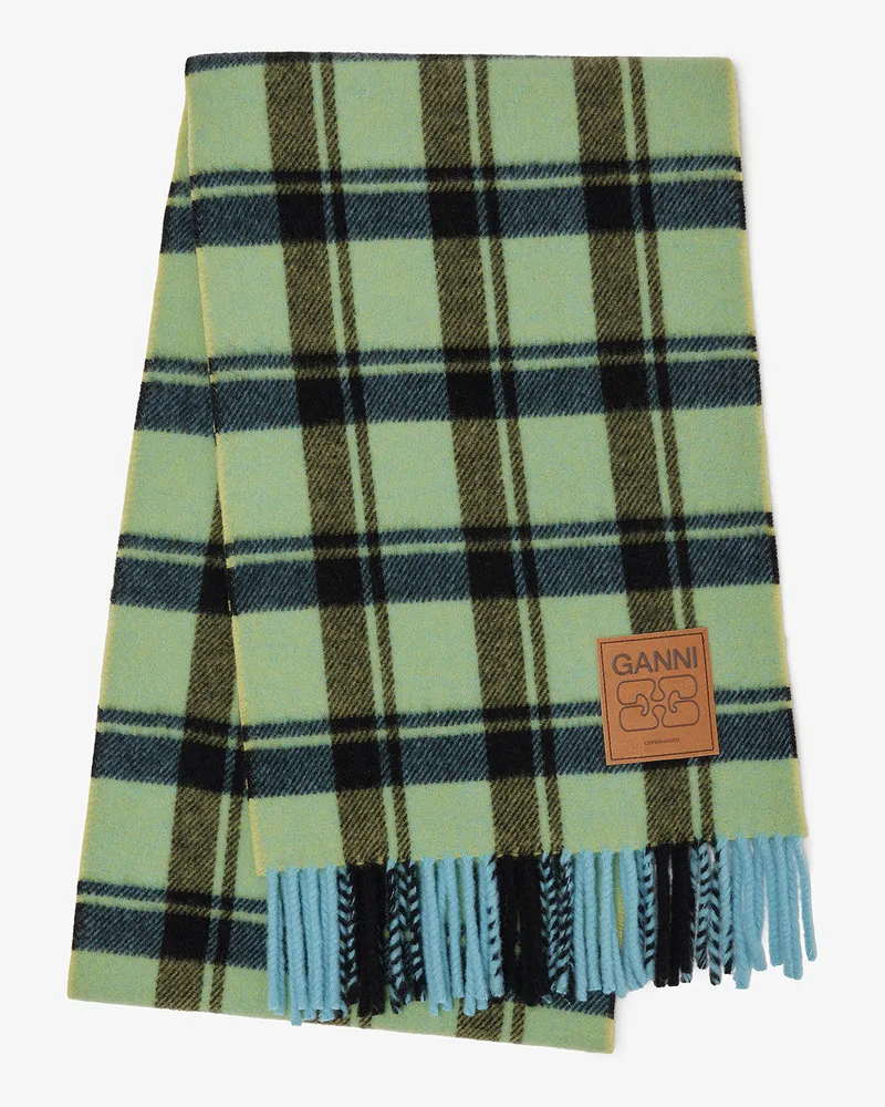 Ganni Karierter Wollschal gelb Gelb