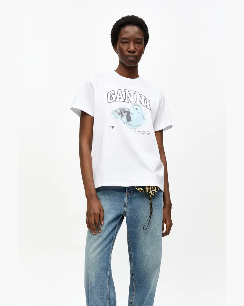 Ganni weiß Weißes, lockeres Basic-T-Shirt Duckie aus Jersey Baumwolle - Größe Weiß