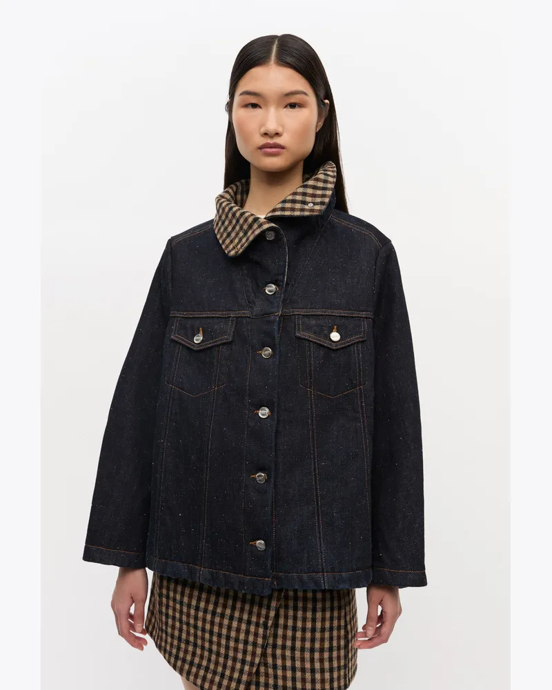 Ganni dunkelblau Stone Genoppte Jeansjacke Baumwolle - Größe Dunkelblau
