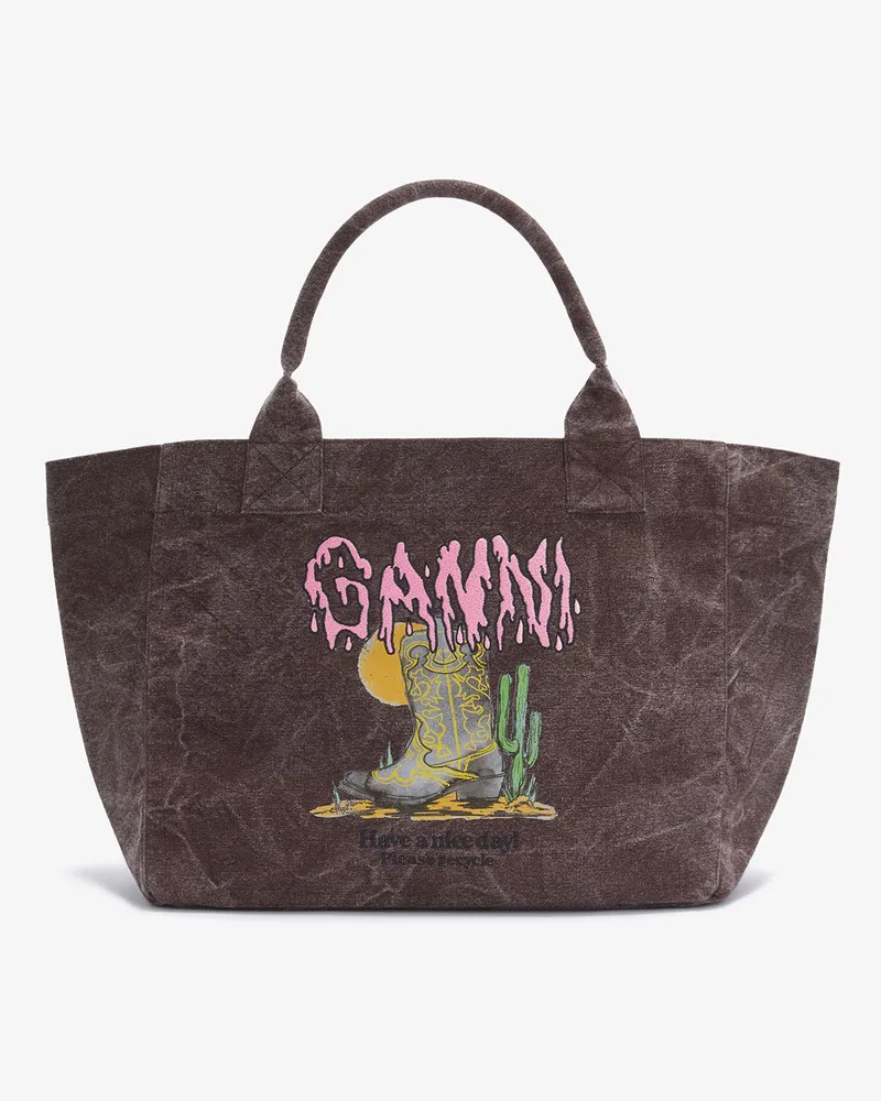 Ganni Braune mittelgroße Westernstiefel-Tasche braun Braun