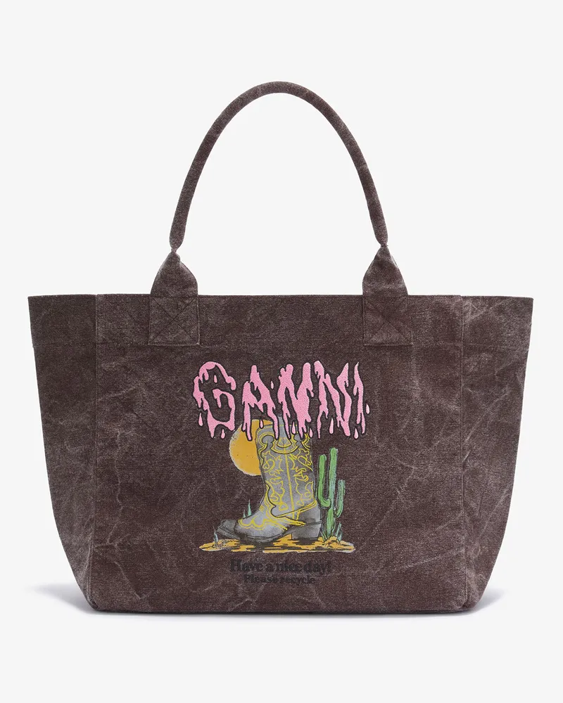 Ganni Braune mittelgroße Westernstiefel-Tasche braun Braun