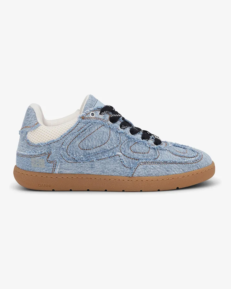 Ganni hellblau Vintage 08-Jeans-Sneaker mit offenen Säumen Baumwolle - Größe Hellblau