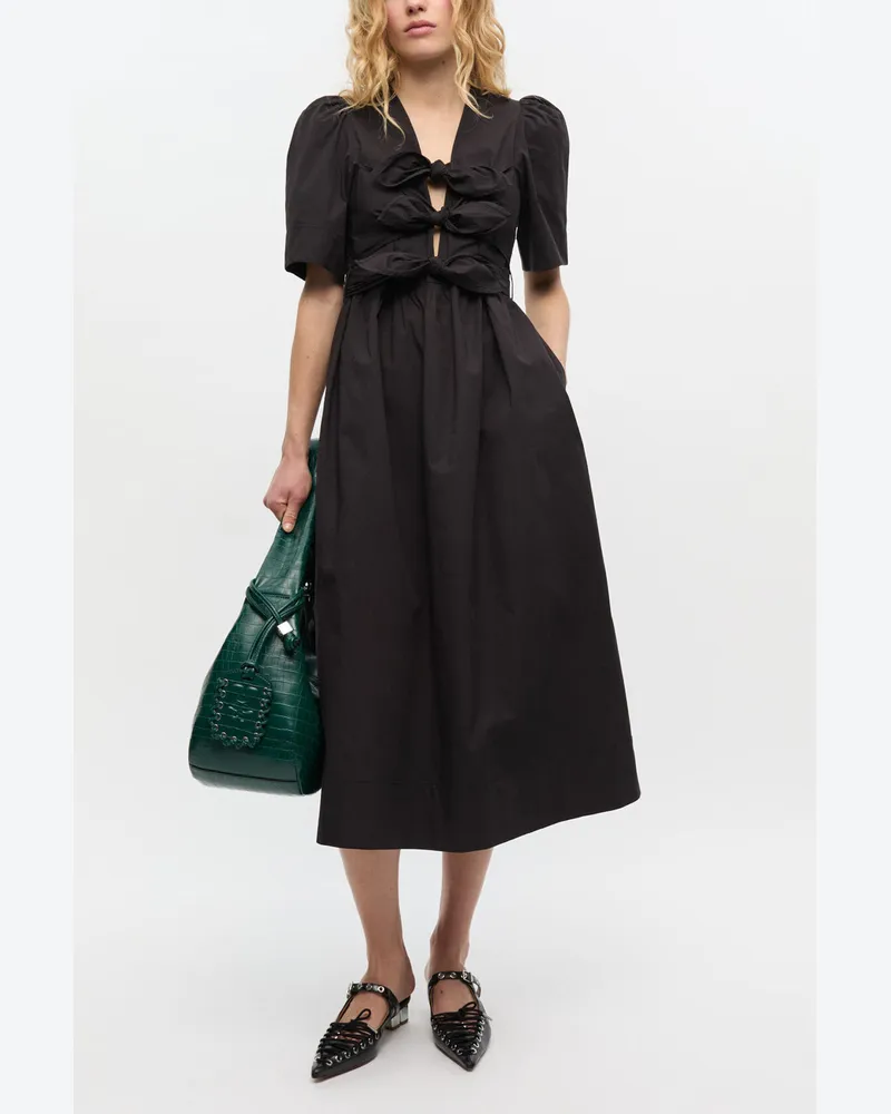 Ganni schwarz Schwarzes Kleid aus Stretch-Baumwolle Bio-Baumwolle - Größe Schwarz