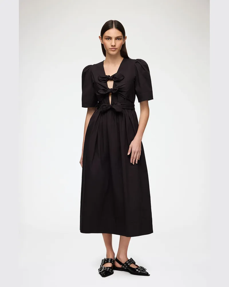 Ganni schwarz Schwarzes Kleid aus Stretch-Baumwolle Elastan - Größe Schwarz