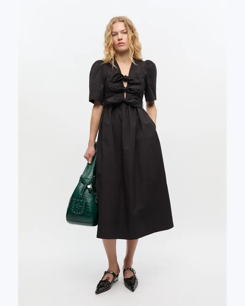 Ganni schwarz Schwarzes Kleid aus Stretch-Baumwolle Elastan - Größe Schwarz