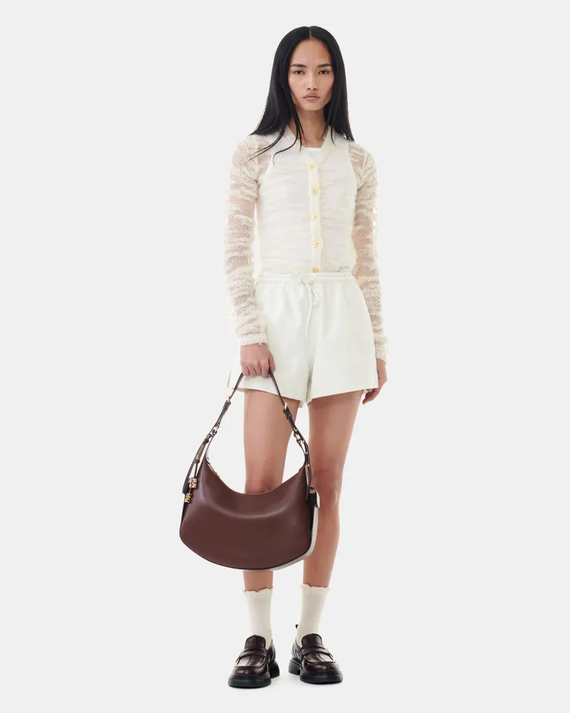 Ganni weiß Isoli Elasticated Shorts Baumwolle - Größe Weiß