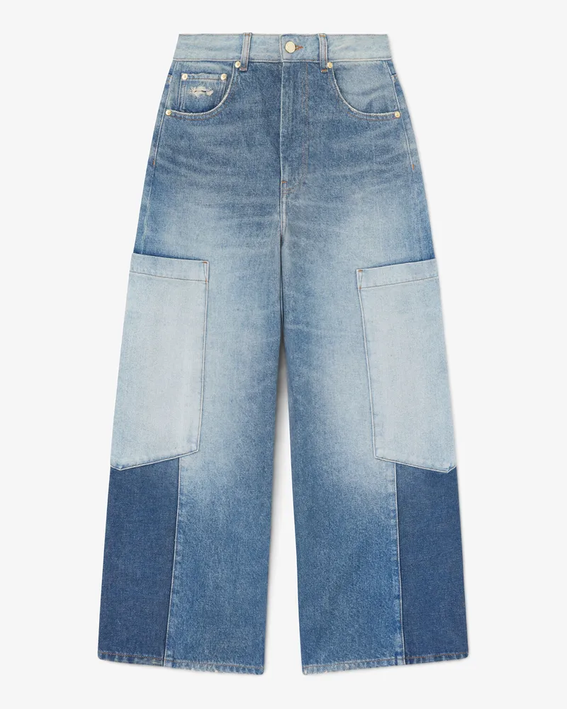 Ganni blau Weite Baggy-Jeans aus Patchwork-Denim Bio-Baumwolle - Größe Blau