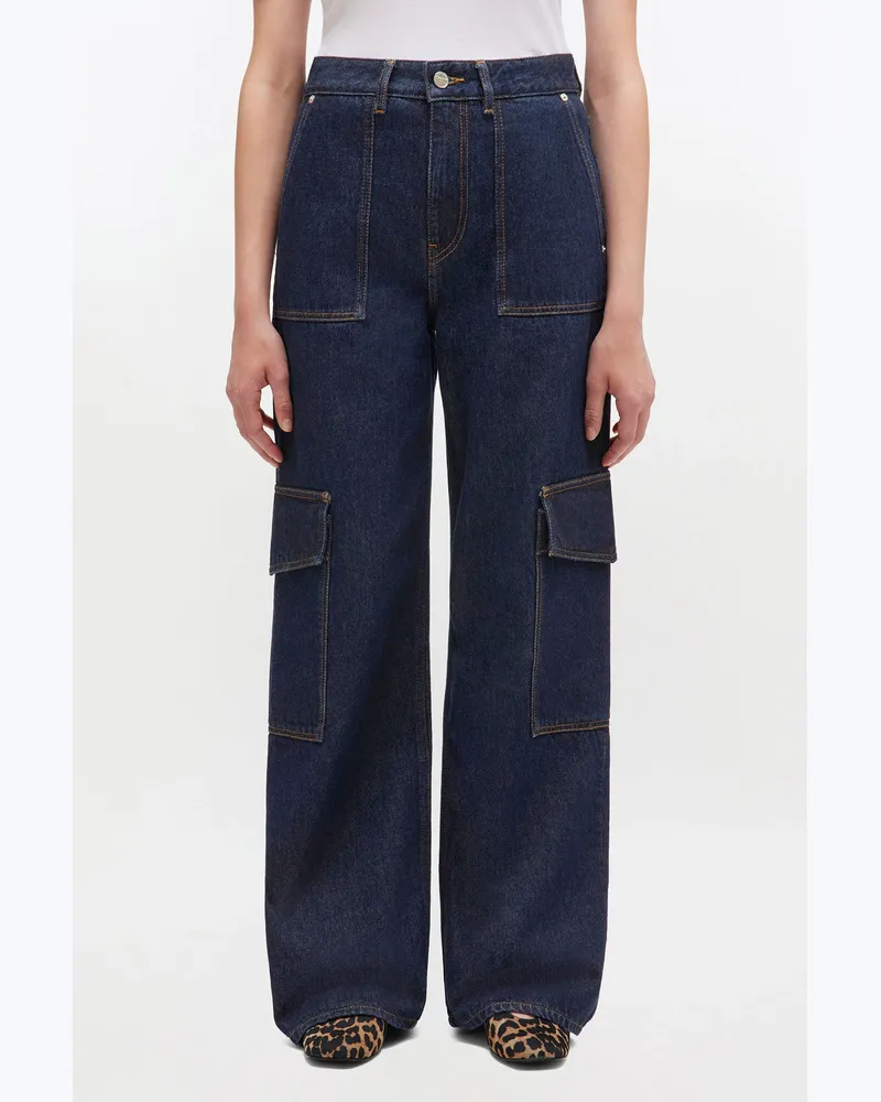 Ganni marineblau Dunkel gewaschene Angi-Jeans Bio-Baumwolle - Größe Marineblau