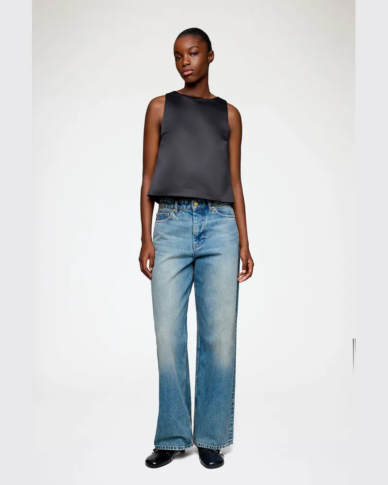 Ganni Top in schwarz Satin - Größe Schwarz