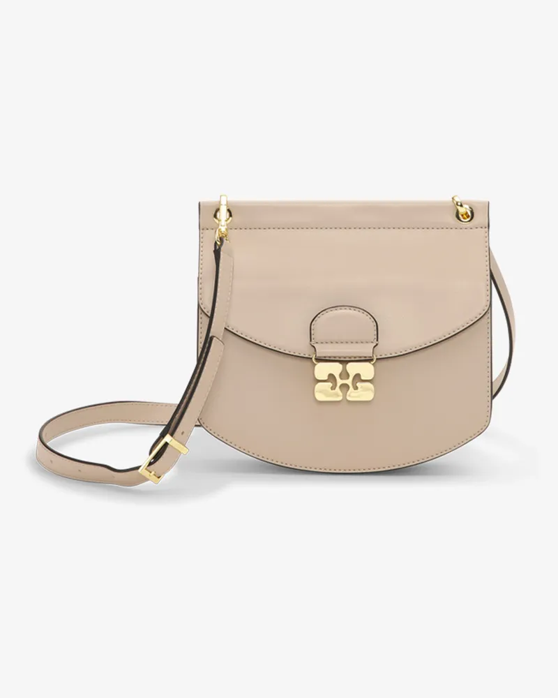Ganni Hellgraue kleine Apo-G Tasche Oyster Gray Oyster