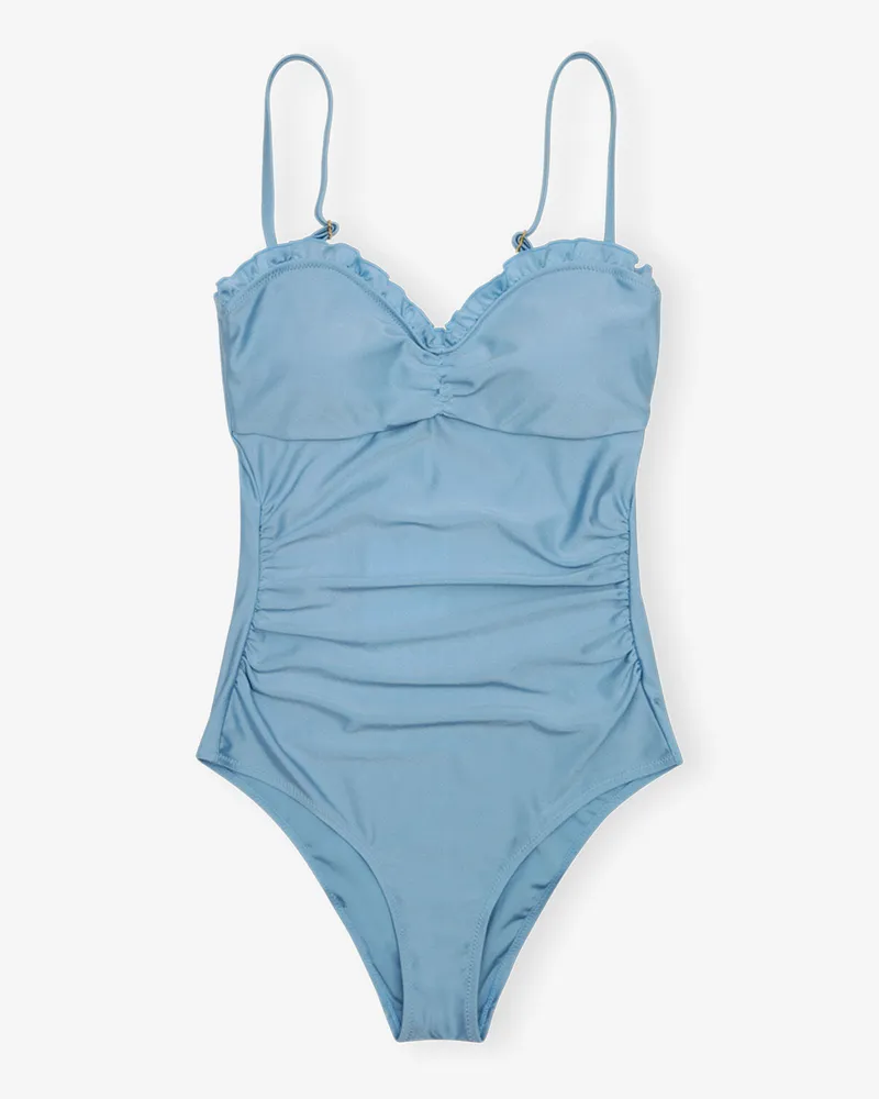 Ganni blau Gatherot Badeanzug Recycelte Nylon - Größe Blau