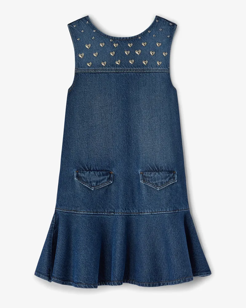 Ganni grün Kleid aus Denim mit Nieten Bio-Baumwolle - Größe Grün