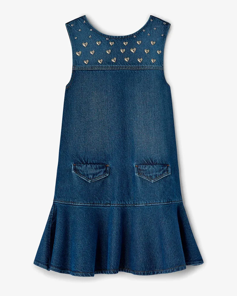 Ganni grün Kleid aus Denim mit Nieten Bio-Baumwolle - Größe Grün
