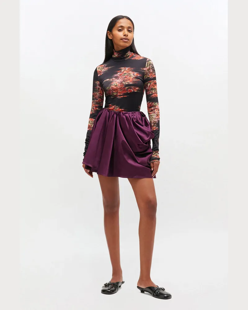 Ganni Mauve Wine Malvenfarbener drapierter Rock Acetate - Größe Mauve