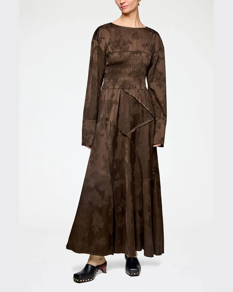 Ganni Kleid aus Satin in Braun Braun