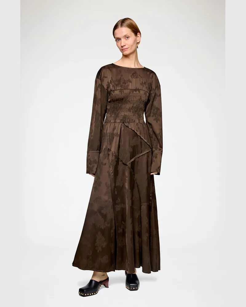 Ganni Kleid aus Satin in Braun Braun