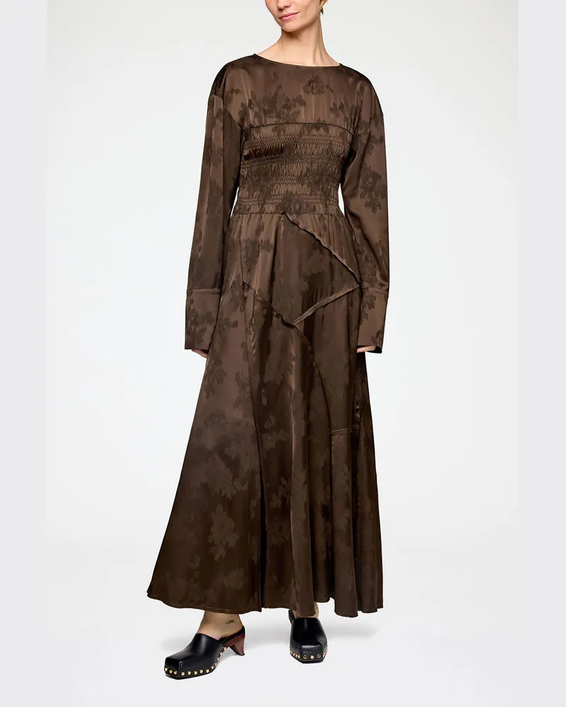 Ganni Kleid aus Satin in Braun Braun