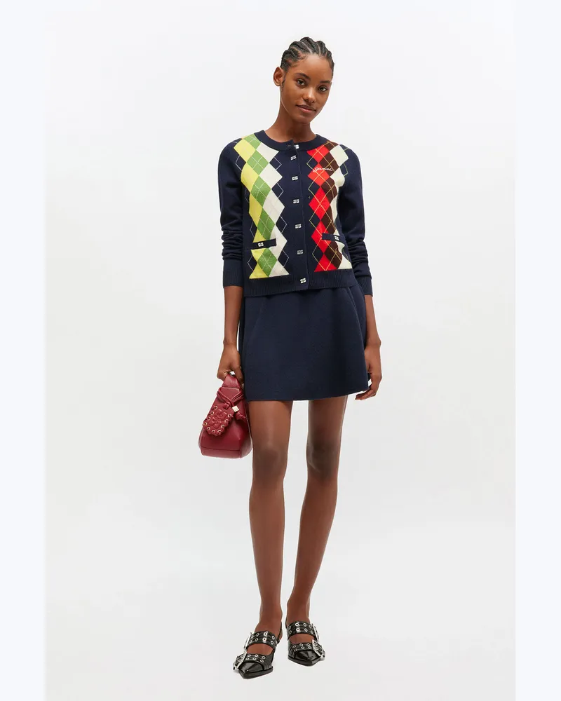 Ganni marineblau Minirock aus Kaschmirwolle - Größe Marineblau