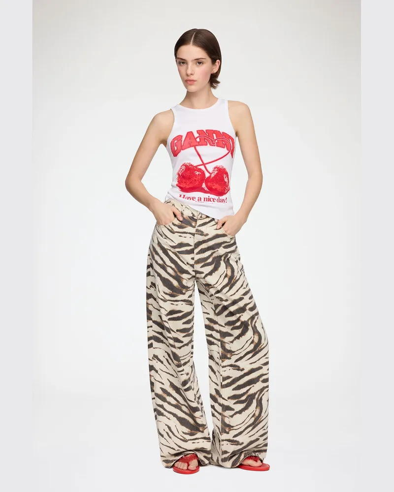 Ganni weiß Lari Wide Jeans aus Zebra Denim Bio-Baumwolle - Größe Weiß