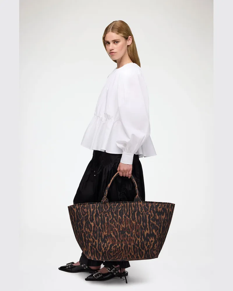 Ganni XXL-Shopper in Gradient-Leopard-Rot Autumn Maple 