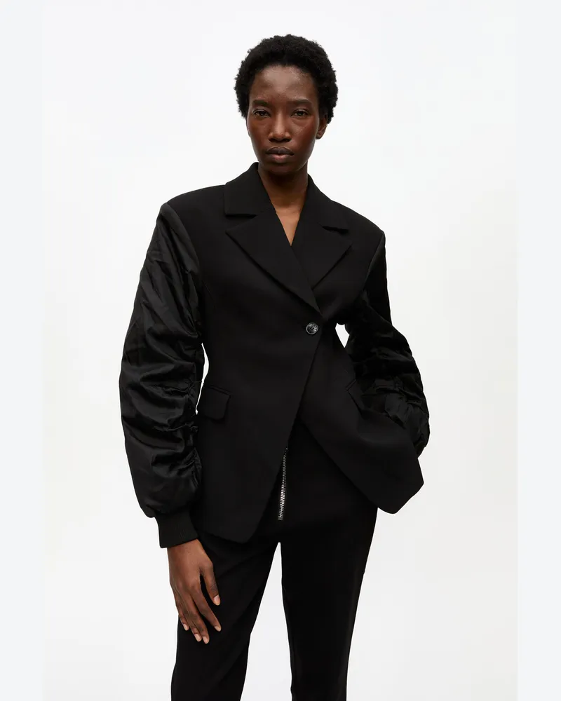 Ganni Schwarze Jacke aus verbundenem Crêpe-Mix - Größe schwarz Schwarz