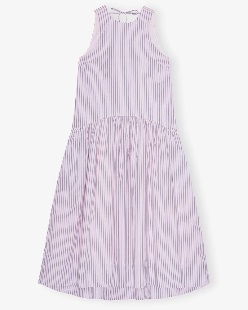 Ganni rosa Überfärbtes gestreiftes Baumwollkleid Bio-Baumwolle - Größe Rosa