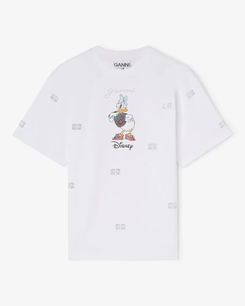 Ganni weiß x Disney - Weißes T-Shirt mit Daisy-Duck-Print - Größe Weiß